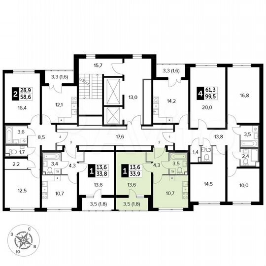 1-к. квартира, 33,9 м², 4/24 эт.