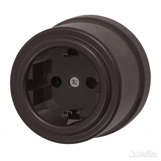 Розетка ретро накладная Коричневый пластик