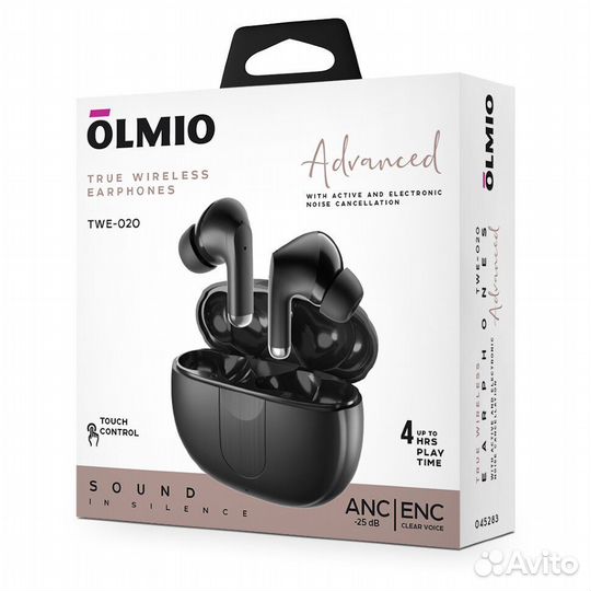 Беспр. наушники olmio TWE-20 ANC+ENC TWS bk
