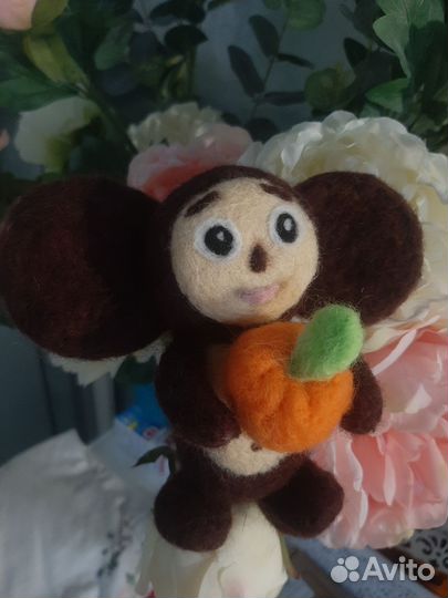 Игрушка чебурашка,валяная из шерсти