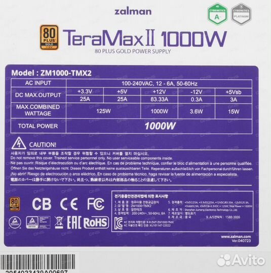 Блок питания zalman TeraMax II 1000W white белый