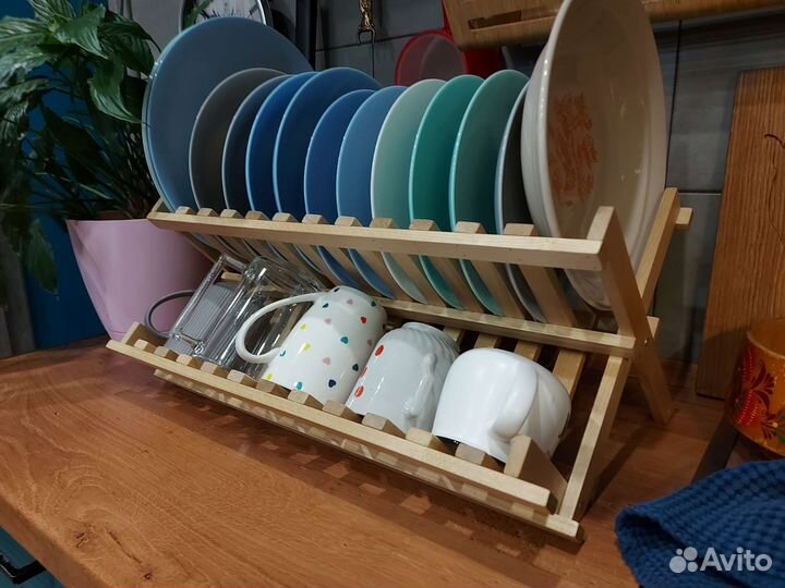 Складная деревянная сушилка для посуды