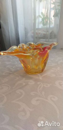 Ваза конфетница цветное стекло