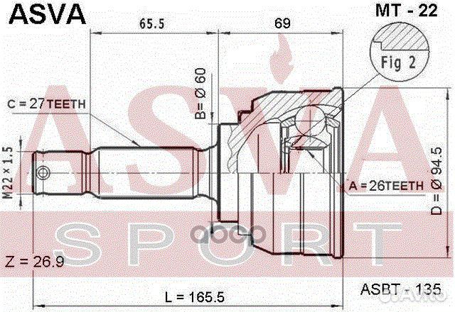 ШРУС наружный 26x60x27 MT22 asva