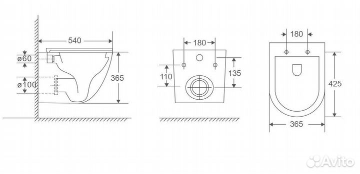 Унитаз подвесной WeltWasser WW Merzbach 043 XL GL-WT 10000013428 белый, безободковый, с крышкой микр