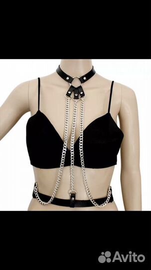 Портупея кожаная с цепями ремени на тело