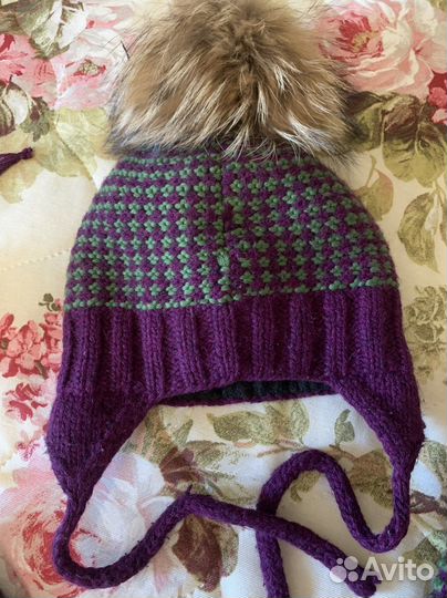 Детский Вязаный комплект, шапка, снуд, варежки