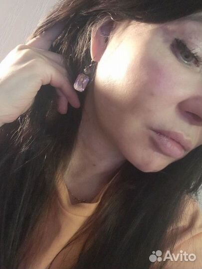 Серьги с розовым камнем + серьги с кистями