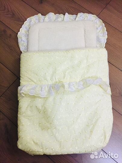 Меховой конверт с одеялом из овчины