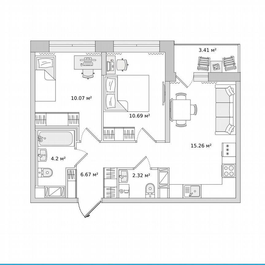 2-к. квартира, 48,7 м², 16/17 эт.