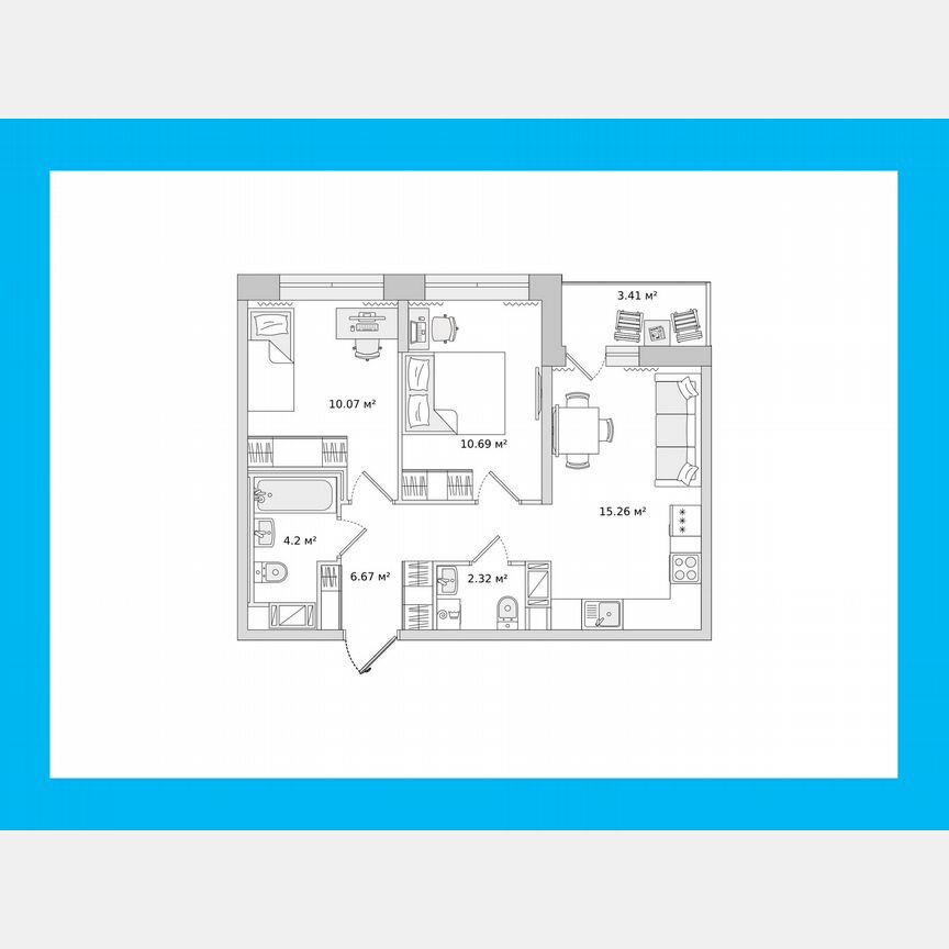 2-к. квартира, 48,7 м², 16/17 эт.