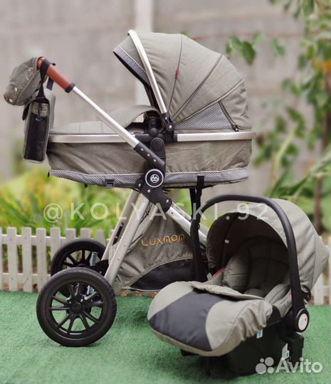 Коляска Luxmom V9 3в1/2в1 (Olive)