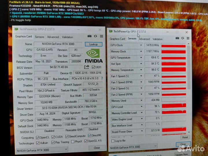 Игровая видеокарта Pait RTX 3080 GamingPro 10g