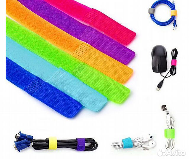 Лента липучка. Оганайзер для кабелей. 2х17см