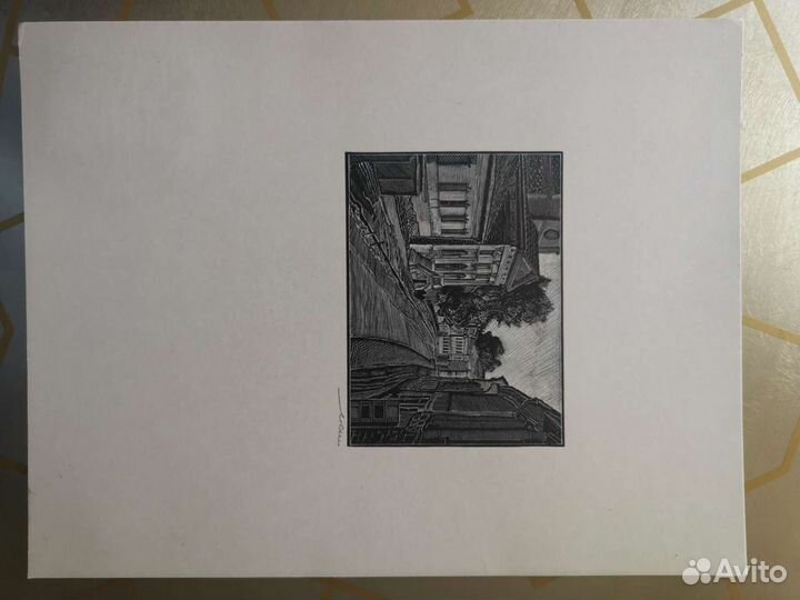 Картина графика Ксилография. СССР 1982 г