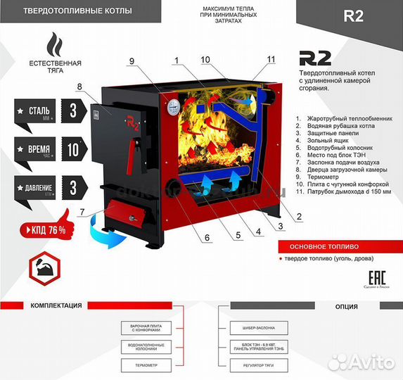 Термокрафт R2 15 кВт ** Котел твердотопливный