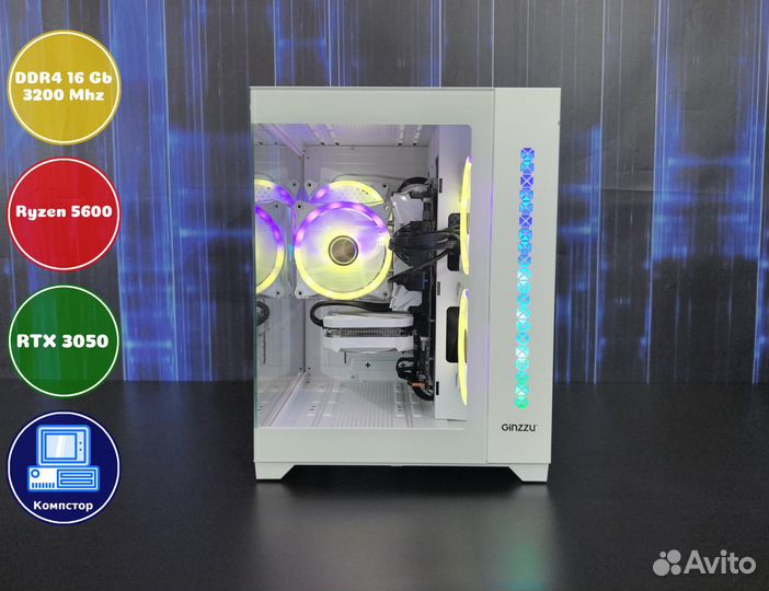 Мощный игровой пк AMD5600-RTX3050-16DDR4-JVO27-A520
