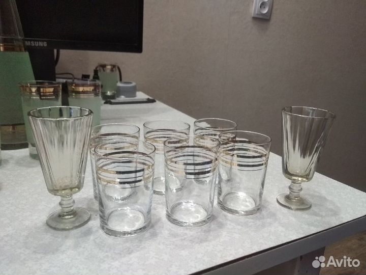 Рюмки стопки 100 гр с позолотой СССР - 6 шт