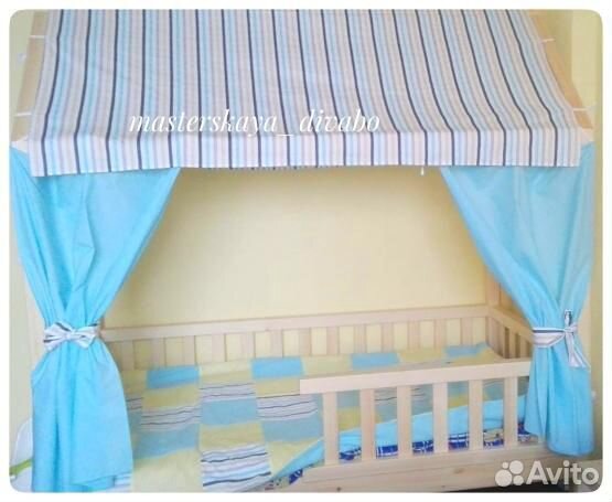 Текстиль для кроватки домика (крыша,шторы)