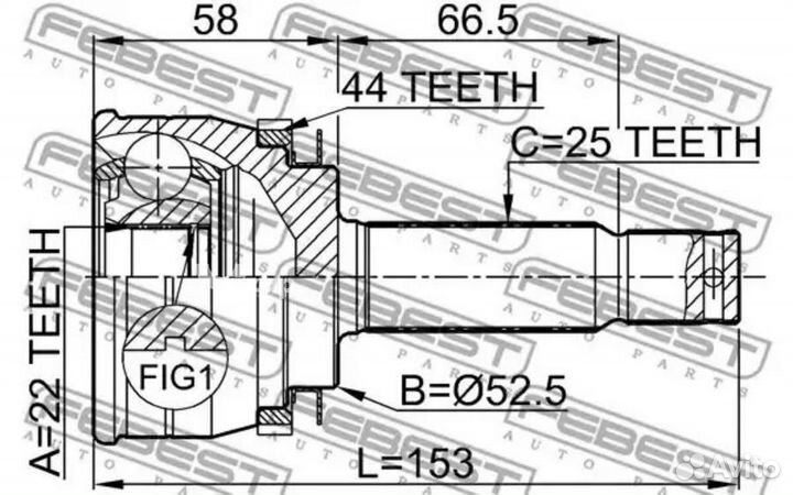 Febest 1210acca44 1210-acca44 ШРУС наружный к-кт A