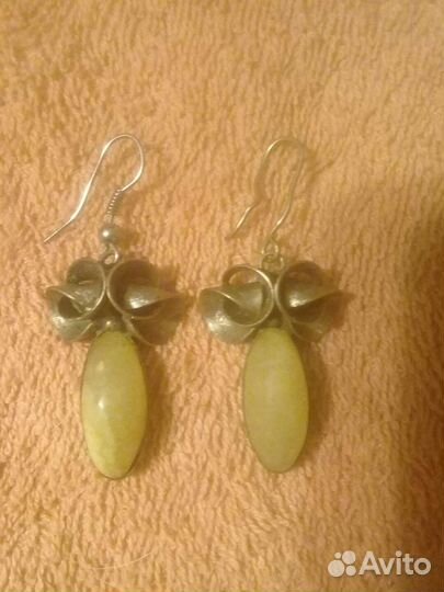 Серьги с натуральным камнем/оникс