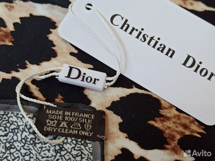 Серый платок Dior леопард Шелк 2цв