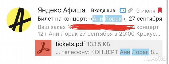 Билет на концерт Ани Лорак