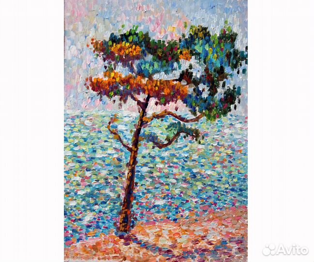 Картина маслом Морской пейзаж Можжевельник у моря