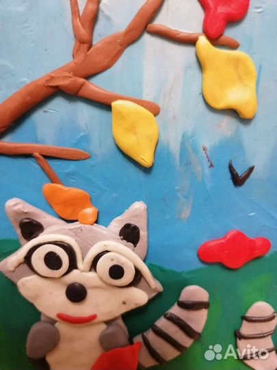 Три веселых енота. Детская работа