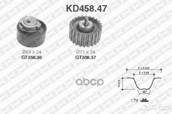 Ремень грм 178x30 + 2 ролика KD45847 NTN-SNR