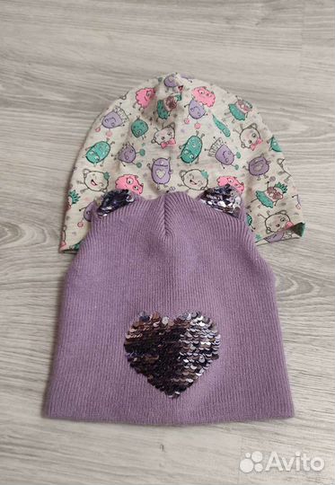 Две шапочки для девочки 46-48 см