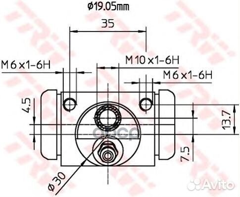 Цилиндр тормозной рабочий 19.0 mm BWD313 TRW