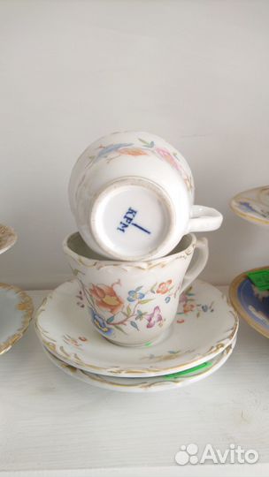 Старинные чайные пары фарфор 19 век Попов Франция