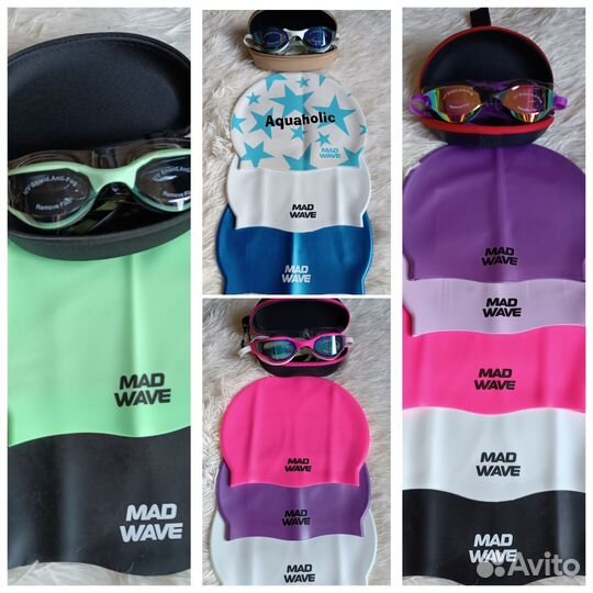 Очки и шапочки для плавания Madwave