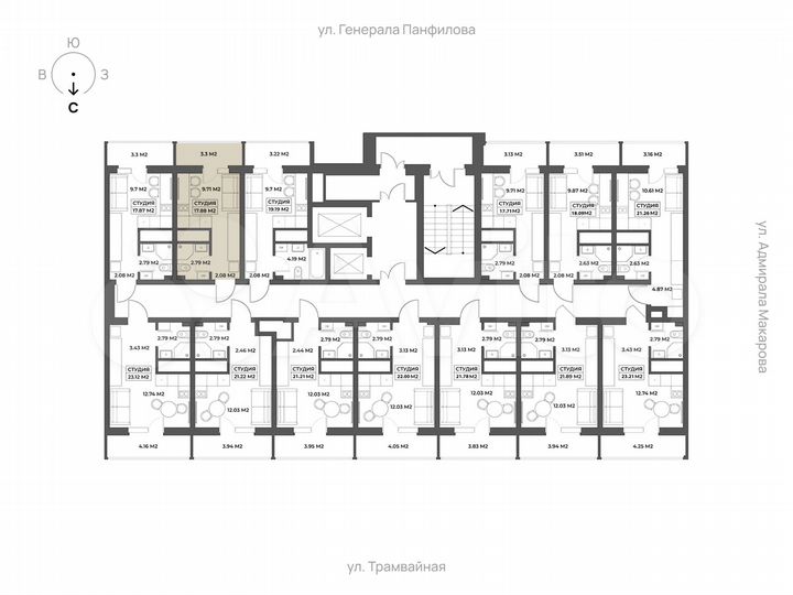 Апартаменты-студия, 17,9 м², 4/19 эт.