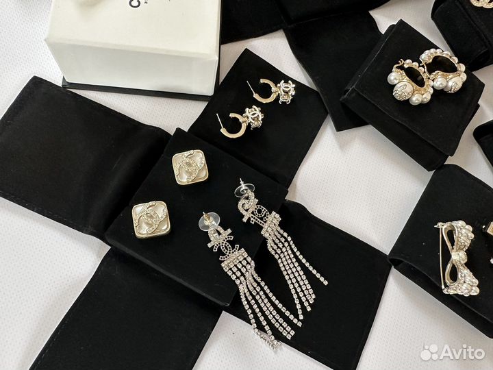 Chanel оригинал серьги колье брошь