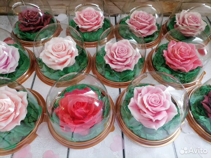 Мыло ручной работы - роза в куполе