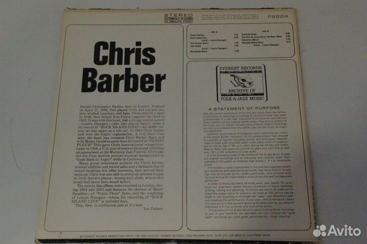 Пластинка Chris Barber With Guest USA 1968 EX