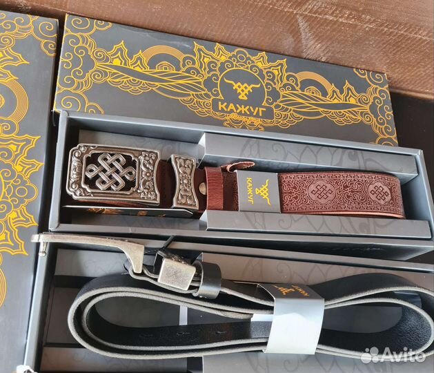 Монгольский мужской кожаный ремень с пряжкой