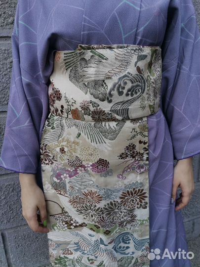 Пояс оби двусторонний шёлк парча