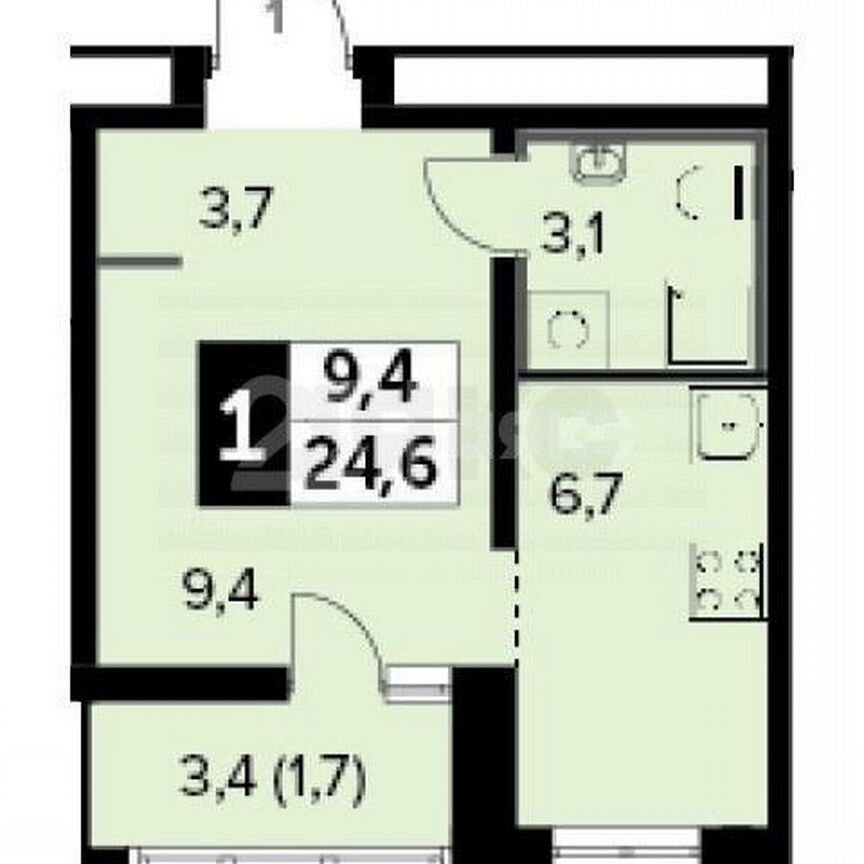 Квартира-студия, 24,6 м², 7/24 эт.