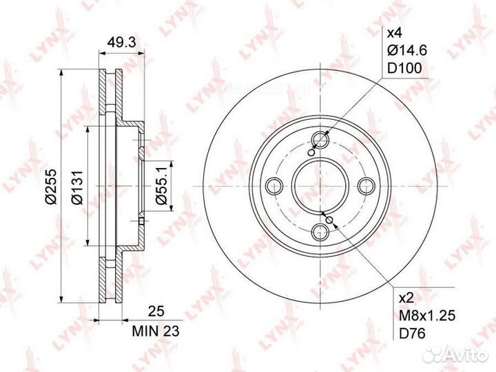 Lynxauto BN-1161 Диск тормозной перед