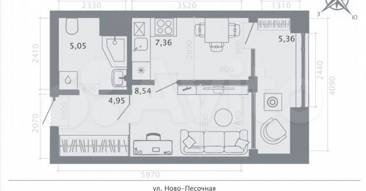 Квартира-студия, 28,6 м², 3/8 эт.