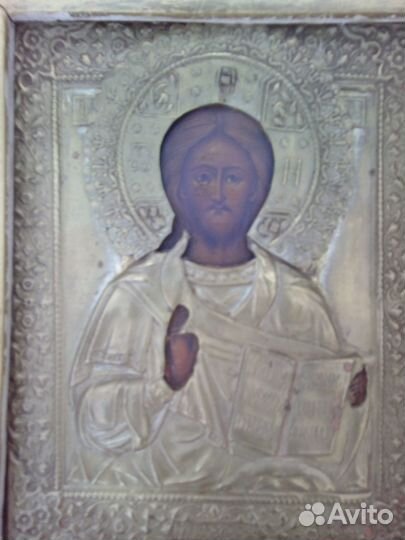 Старинная икона Господь Вседержитель в киоте