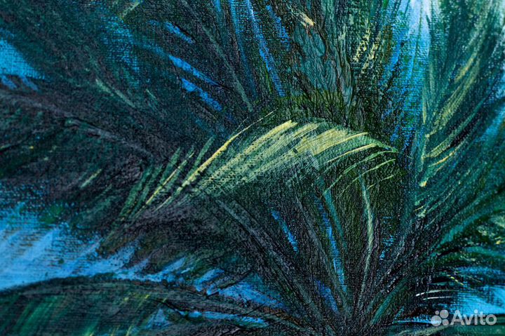 Картина акрилом пейзаж с пальмой
