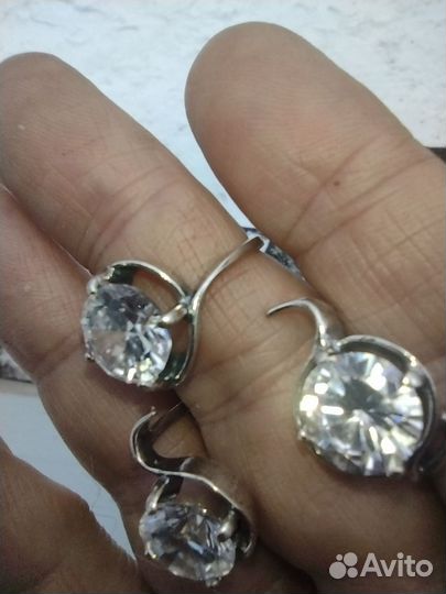 Кольцо серьги хрусталь винтаж
