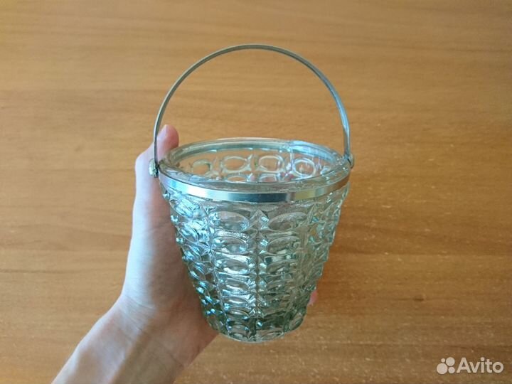 Вазочка конфетница ведерко с ручкой СССР