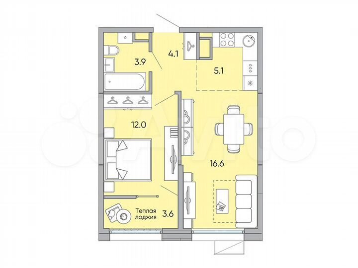 2-к. квартира, 45,3 м², 6/18 эт.