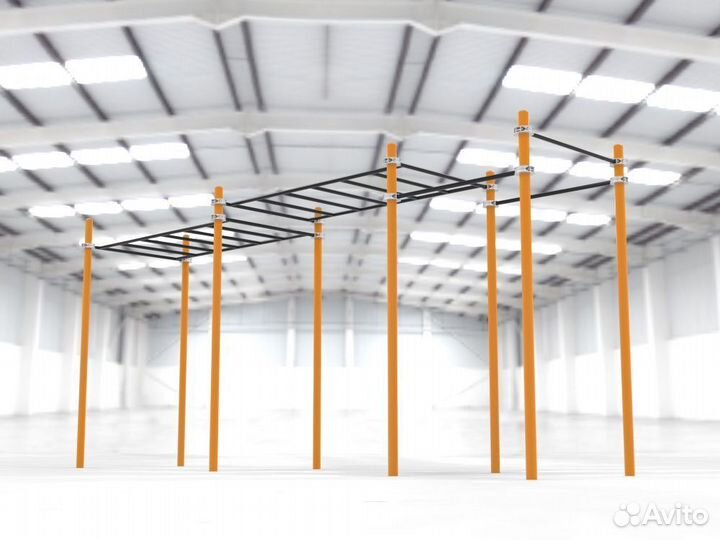 Комплекс для Воркаут с рукоходом двухуровневым и 3 турниками Pioner A16700