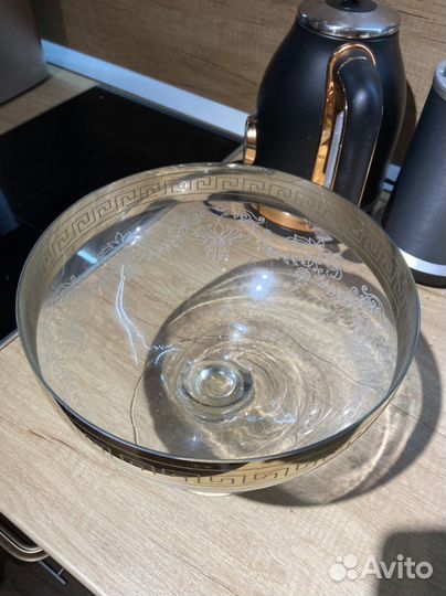 Ваза для фруктов/конфет стеклянная на ножке Олимп